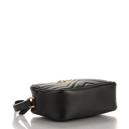 Gucci Calfskin Matelasse Mini GG Marmont Wrist Wallet Black 4 of 7