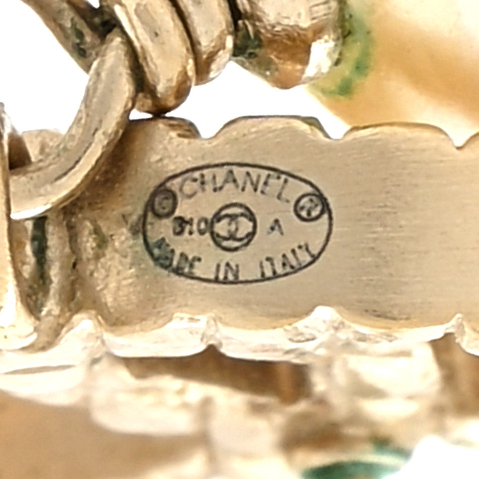 Chanel Pearl Quilted CC Drop Earrings Gold 4 of 4