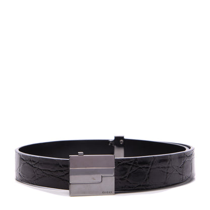 Gucci Crocodile Logo Belt 75 30 Black 1 of 4