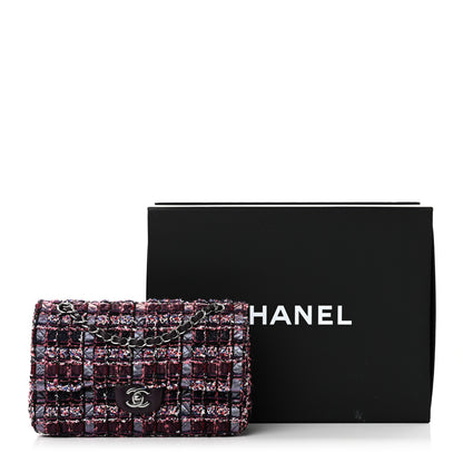 Chanel Tweed Quilted Medium Double Flap Dark Purple 11 of 11