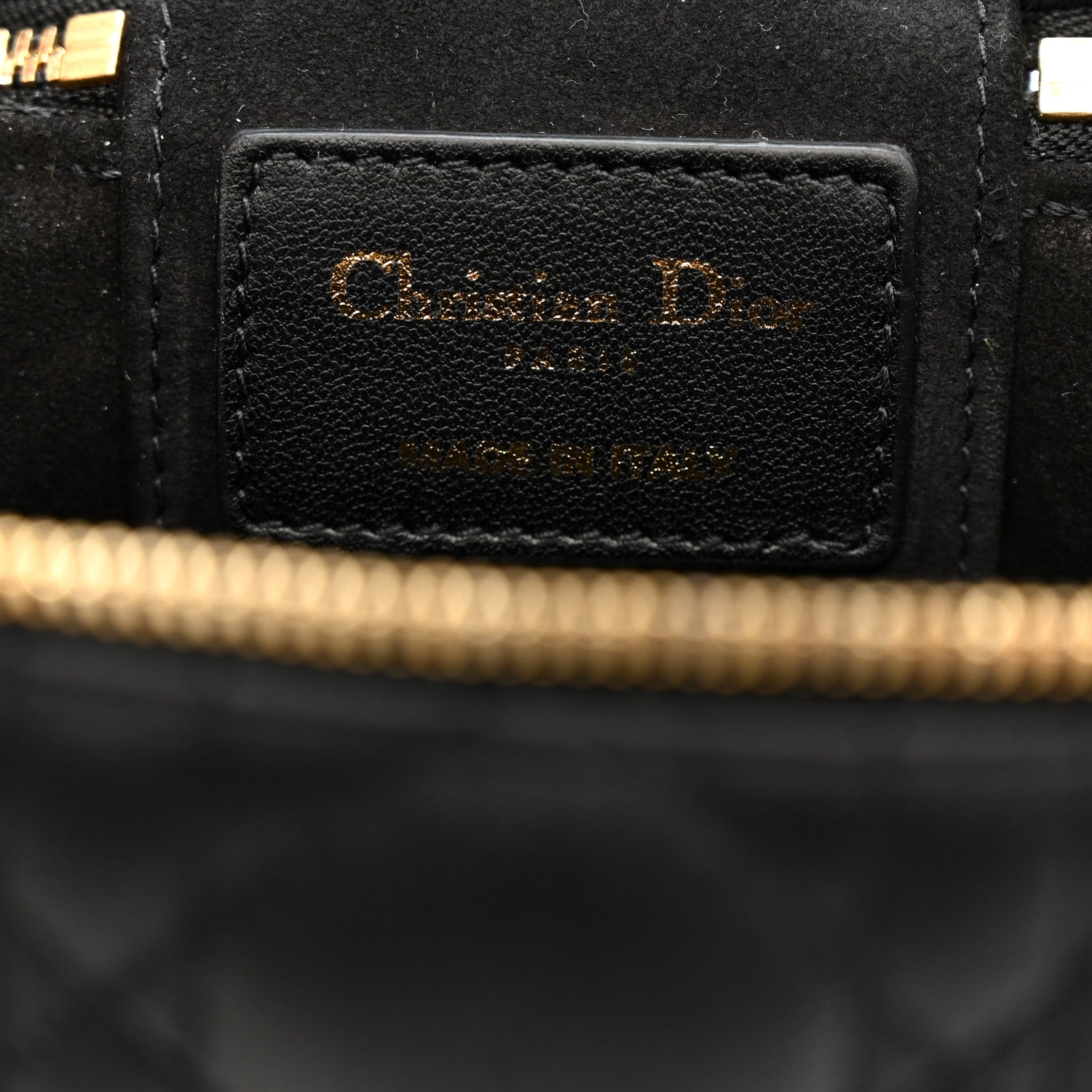 Christian Dior Lambskin Cannage Micro Lady Dior Vanity Case Black