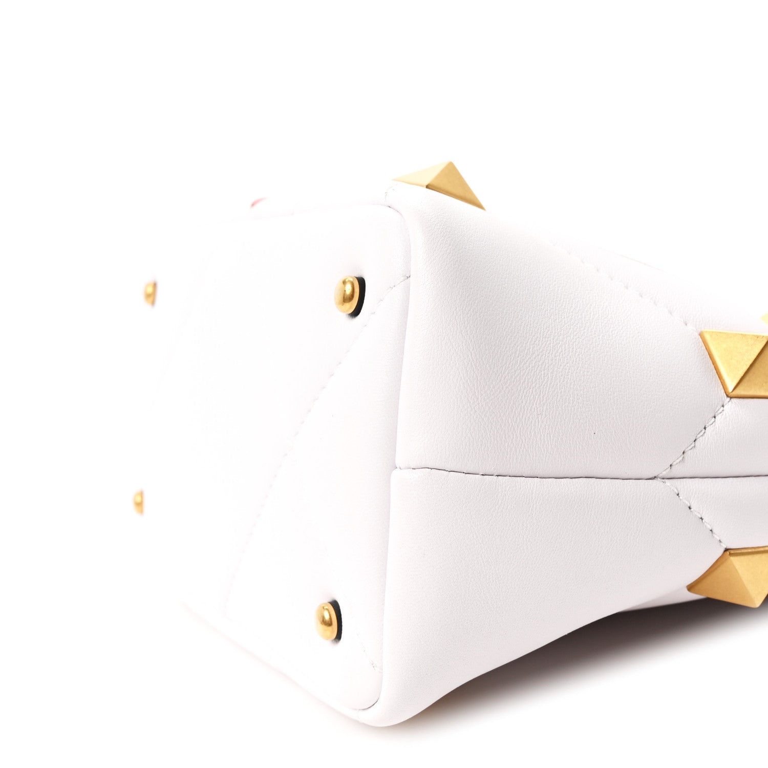 Valentino Garavani Nappa Small Heart Roman Stud The Handle Bag Ivory White 9 of 9