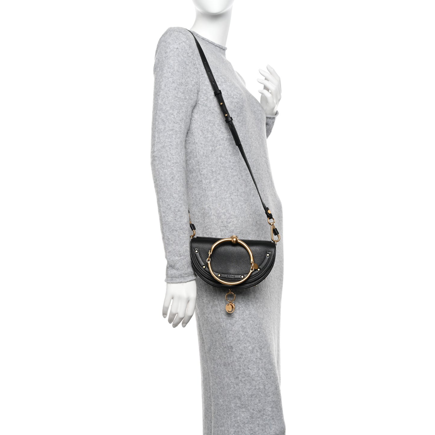 Calfskin Small Nile Bracelet Minaudiere Bag Black