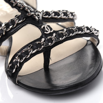 Chanel Lambskin CC Chain Sandals 36 Black 16 of 17