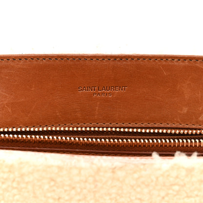 Saint Laurent Shearling Medium Loulou Shoulder Bag Natural 6 of 13