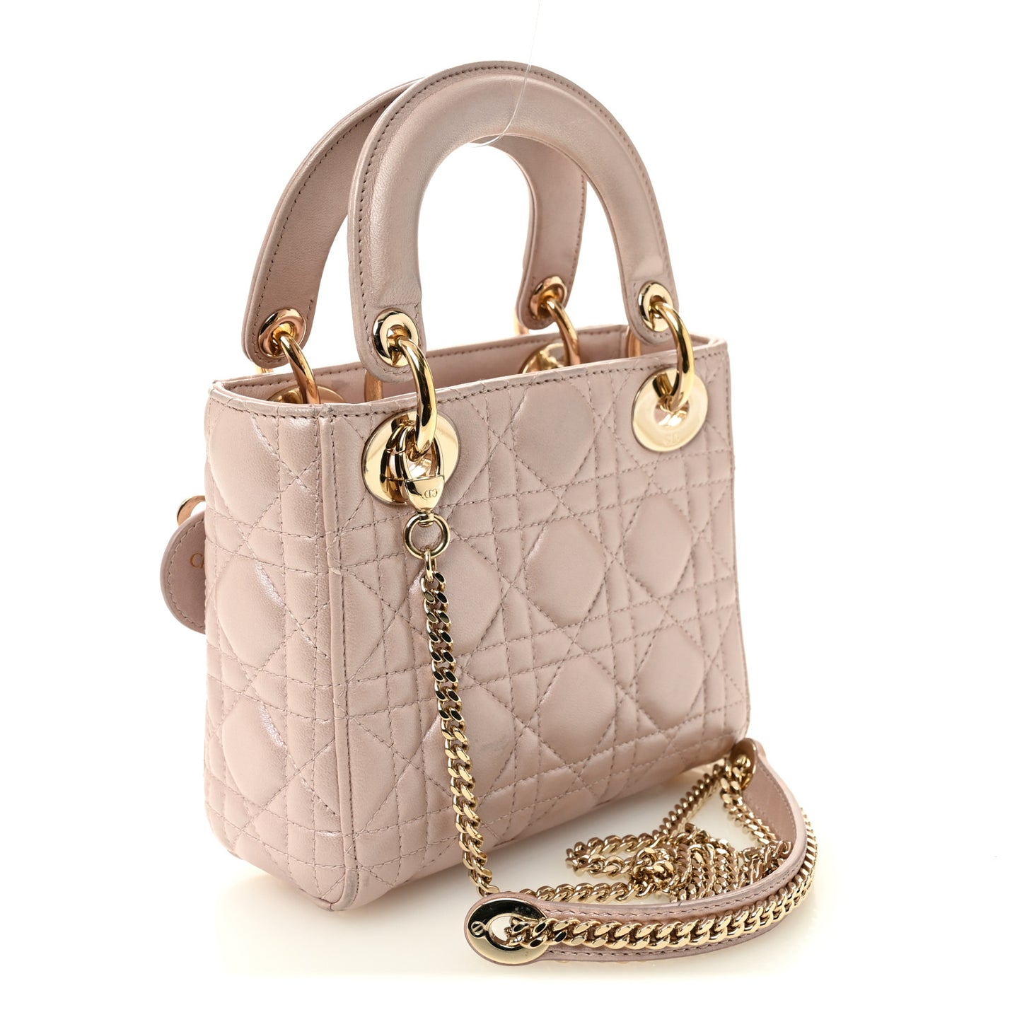 Metallic Lambskin Cannage Mini Lady Dior Lotus