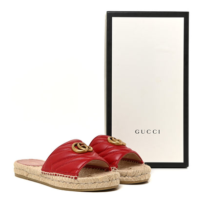 Gucci Nappa Matelasse GG Marmont Espadrille Slide Sandals 36.5 Hibiscus Red 15 of 15