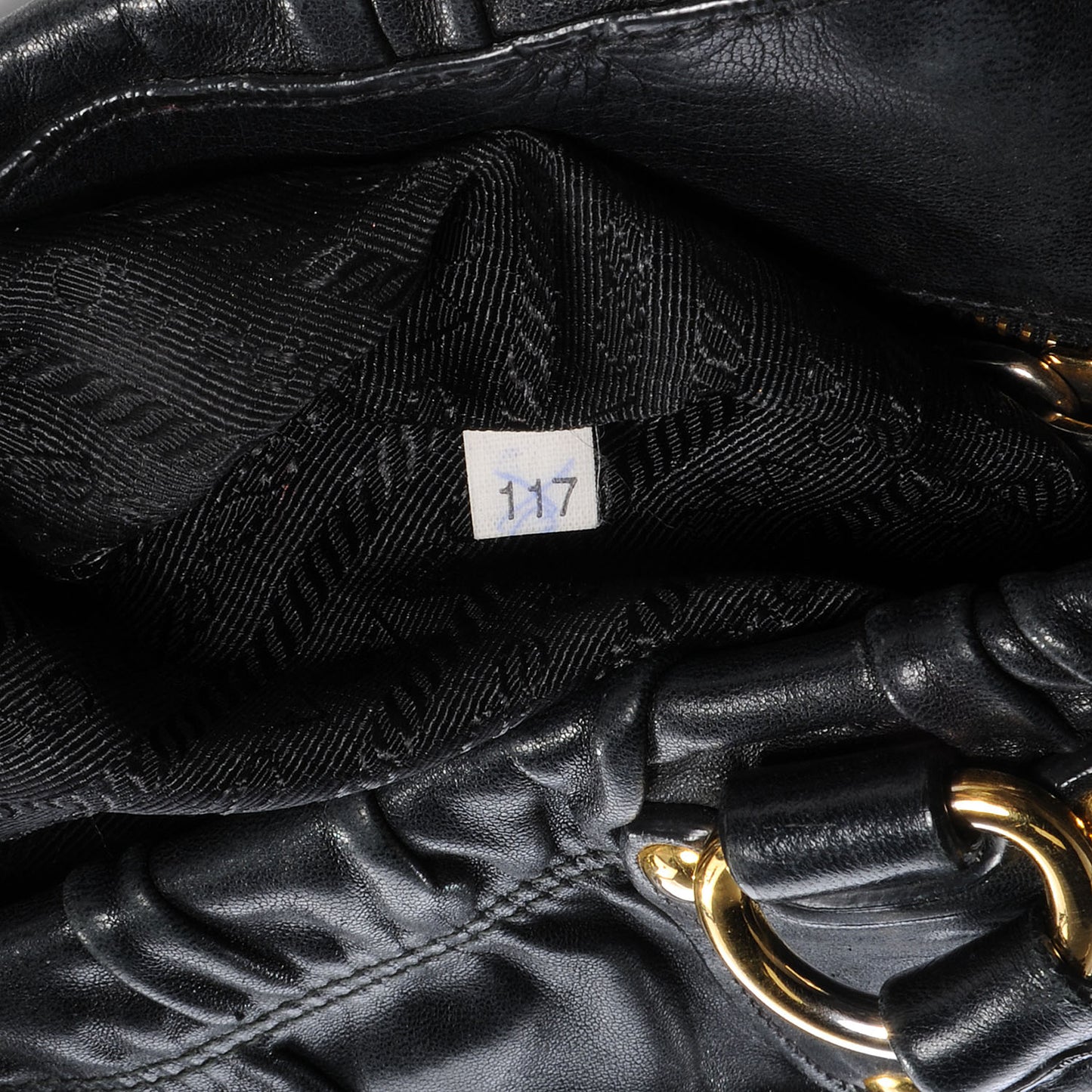 Nappa Leather Gaufre Tote Nero Black