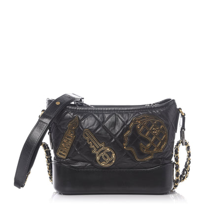 Chanel Aged Calfskin Quilted Charms Small Gabrielle Hobo Black 1 of 9