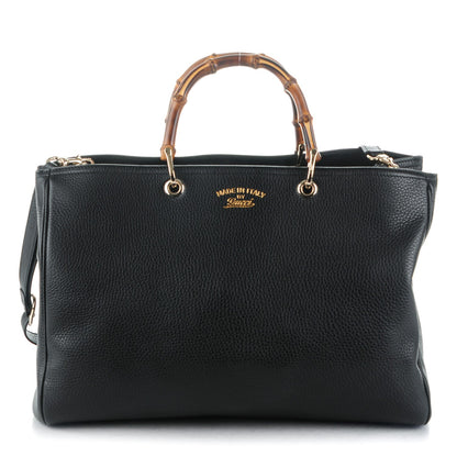 Gucci Calfskin Large Bamboo Shopper Tote Black 1 of 8