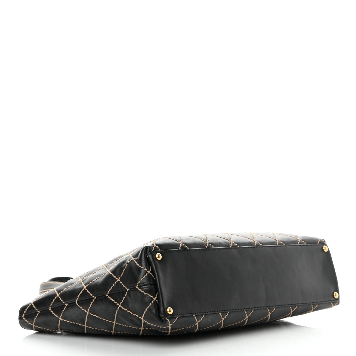 Calfskin Wild Stitch Large Tote Black