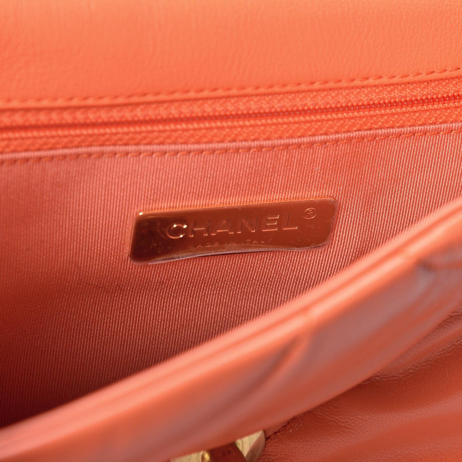 Chanel Goatskin Quilted Medium 19 Flap Orange 7 of 10