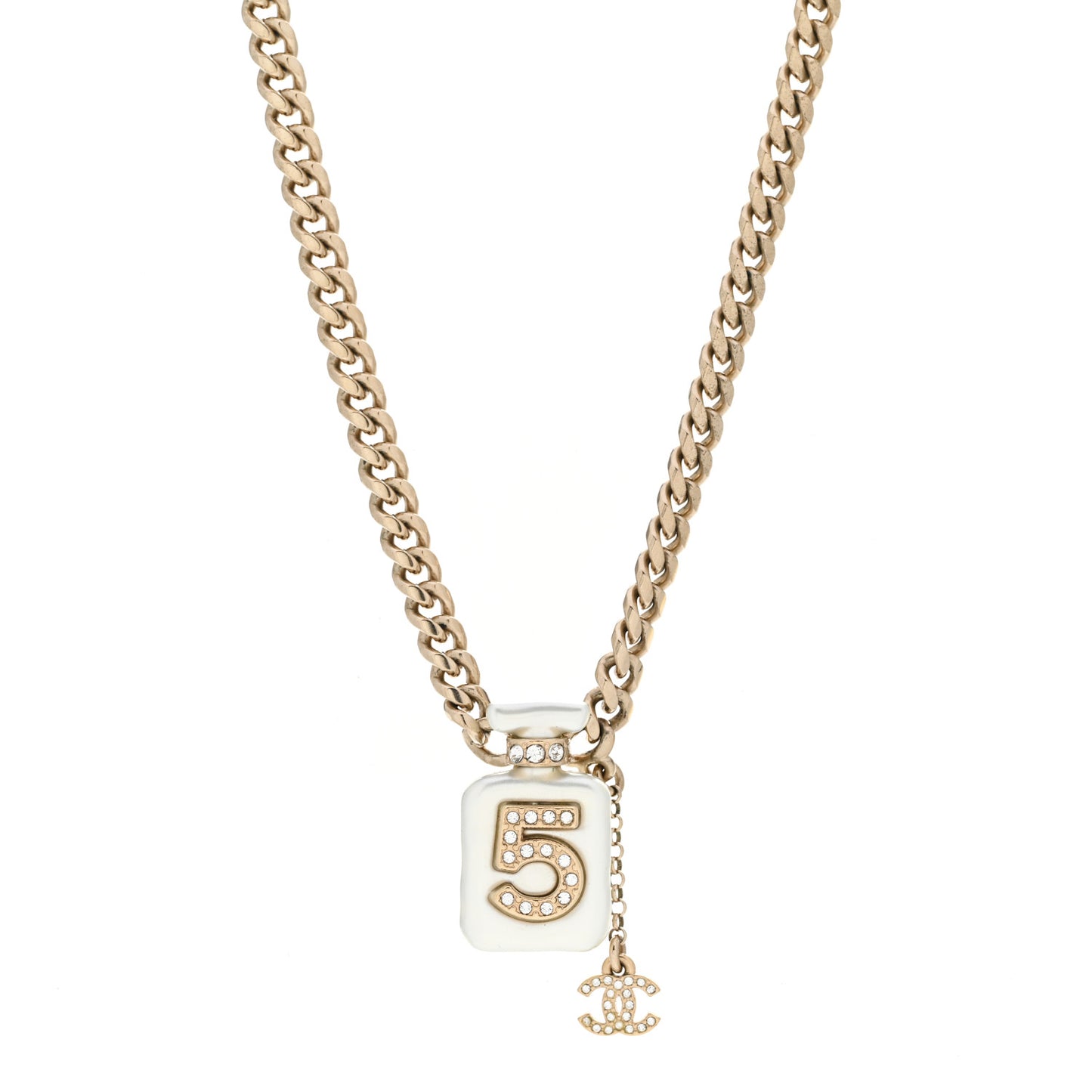 Resin Crystal CC No 5 Perfume Bottle Necklace