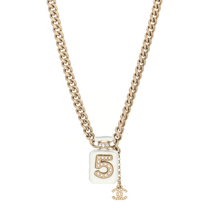 Chanel Resin Crystal CC No 5 Perfume Bottle Necklace 1 of 5