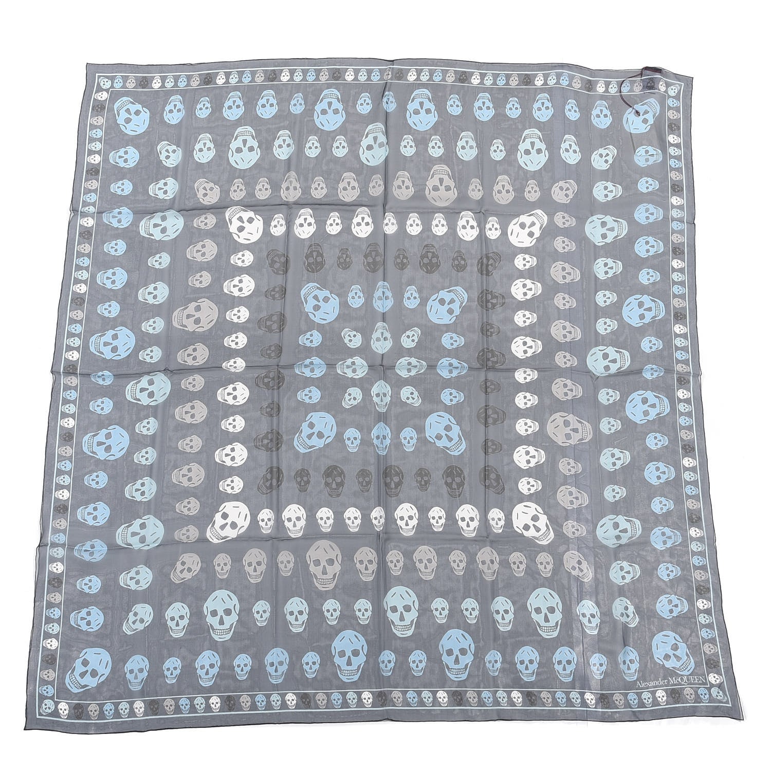 Alexander McQueen Silk Chiffon Multi Skull Scarf Sky Blue Sapphire 1 of 3