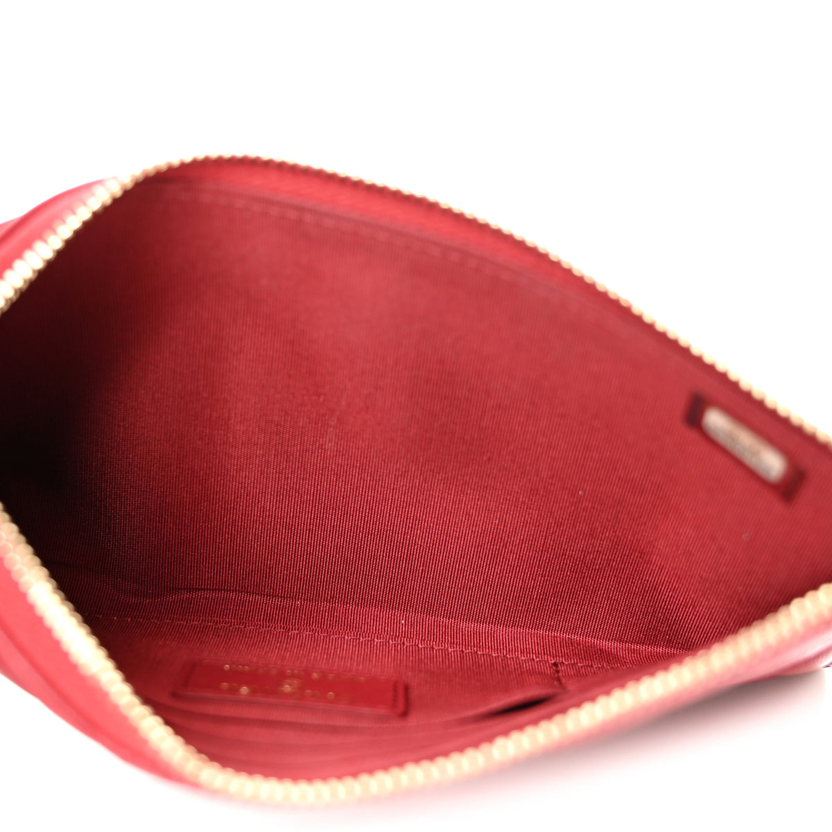 Sheepskin Quilted Mademoiselle Vintage Zip Pouch Red