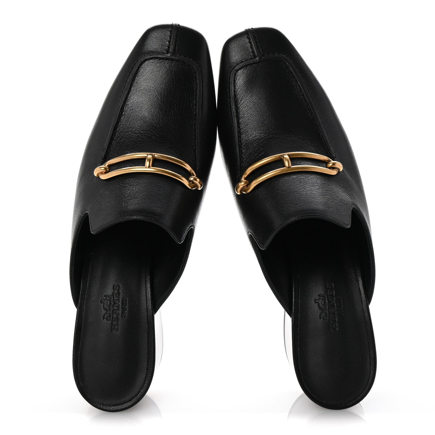 Hermes Goatskin Womens Gisele 60 Mules 37.5 Black 2 of 11