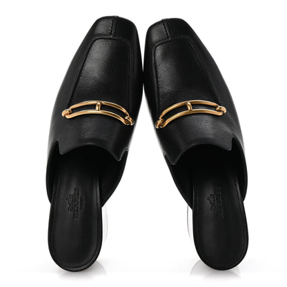 Hermes Goatskin Womens Gisele 60 Mules 37.5 Black 2 of 11