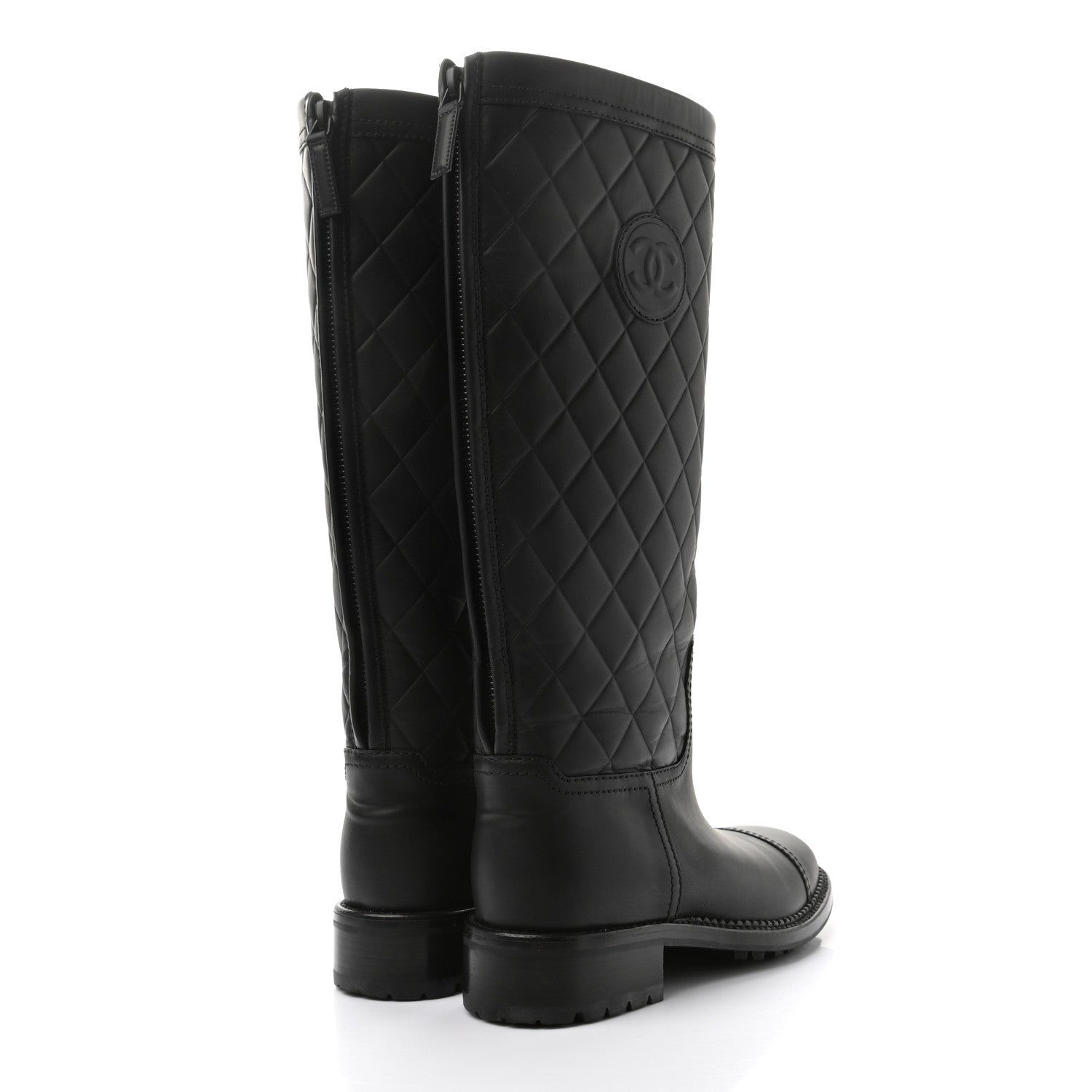Chanel Oily Calfskin Quilted High Boots 37 Black 4 of 7