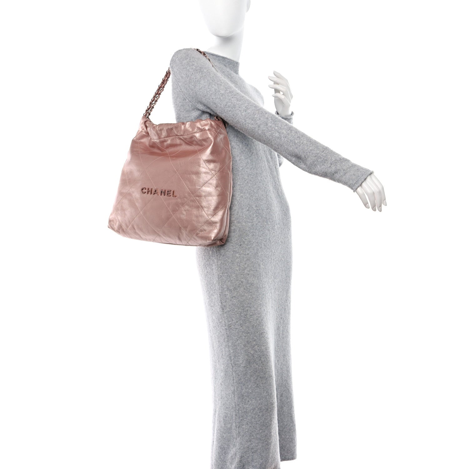 Chanel Metallic Calfskin Quilted Chanel 22 Pink 2 of 12