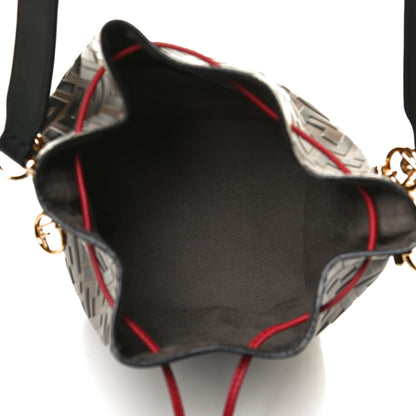 Fendi Vitello Grace F is Fendi Bi-Color FF 1974 Embossed Grande Mon Tresor Bucket Bag Maya Black Fragola 5 of 14