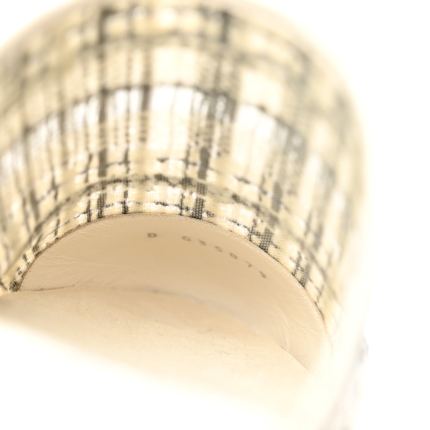 Tweed Lambskin CC Flat Mules 37 White Black