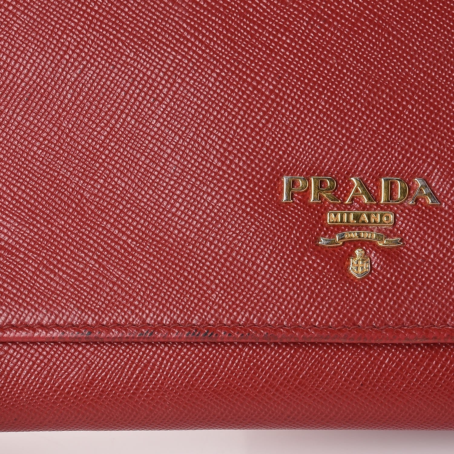 Prada Saffiano Metal Oro Chain Wallet Fuoco 12 of 15