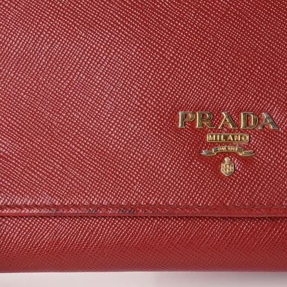 Prada Saffiano Metal Oro Chain Wallet Fuoco 12 of 15