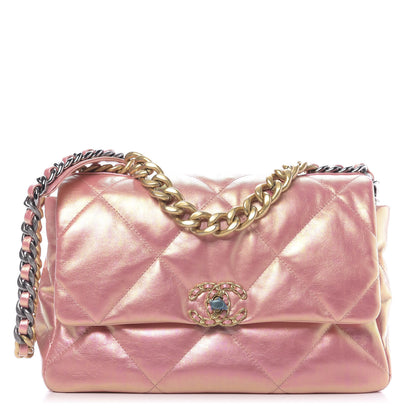 Chanel Iridescent Calfskin Quilted Large 19 Flap Pink 1 of 13
