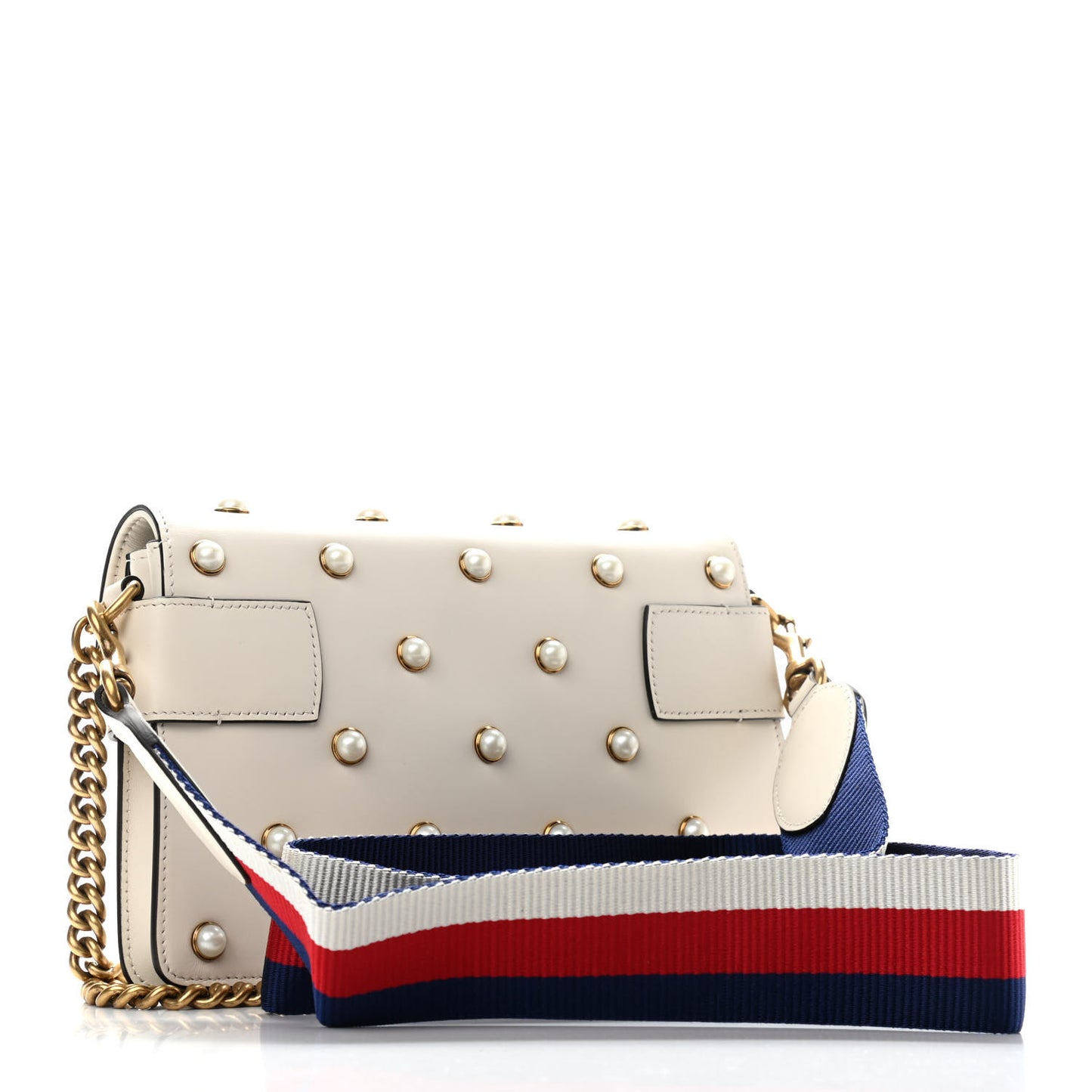 Nappa Pearl Studded Mini Queen Margaret Broadway Shoulder Bag Mystic White