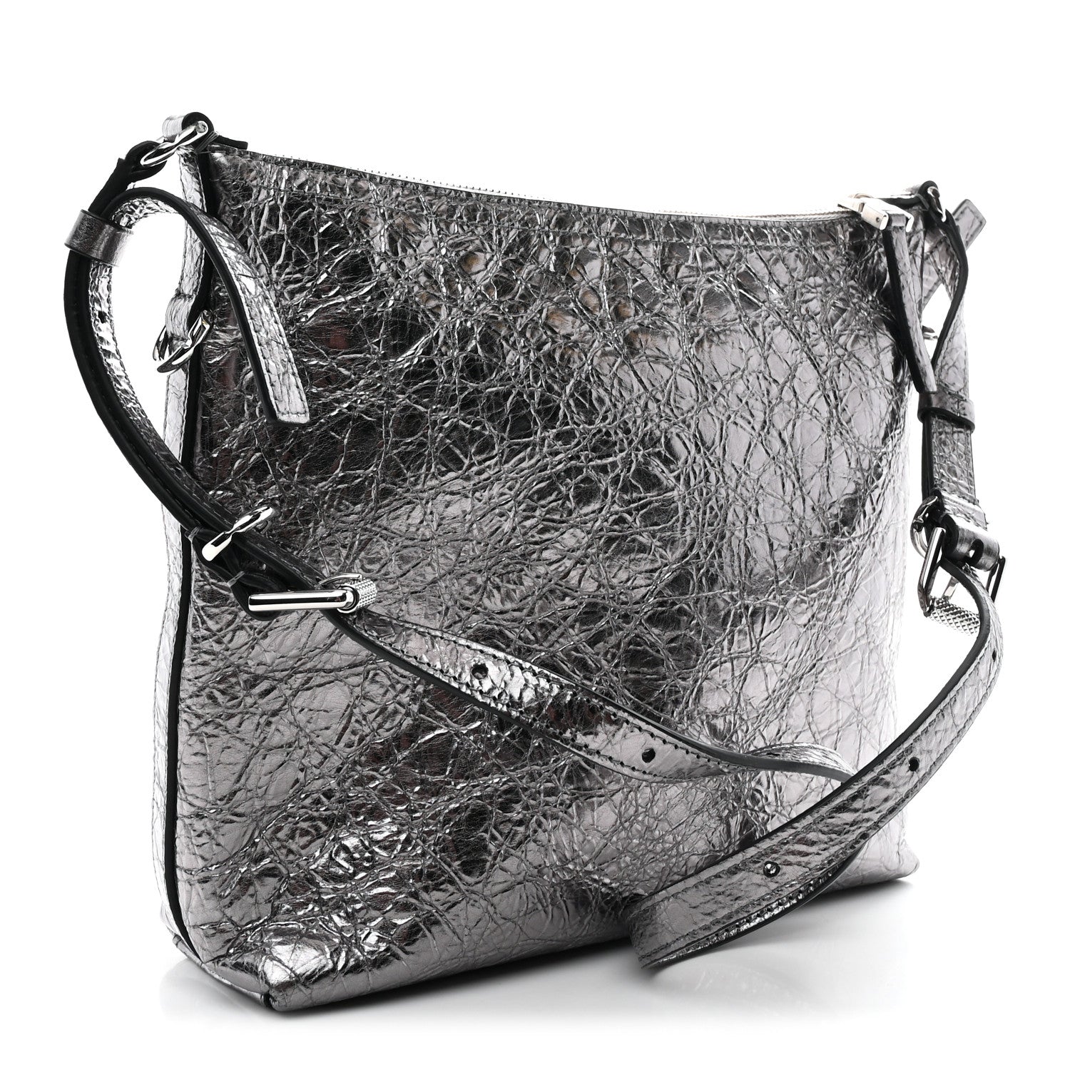 Givenchy Metallic Calfskin Small Voyou Bag Silver 3 of 10