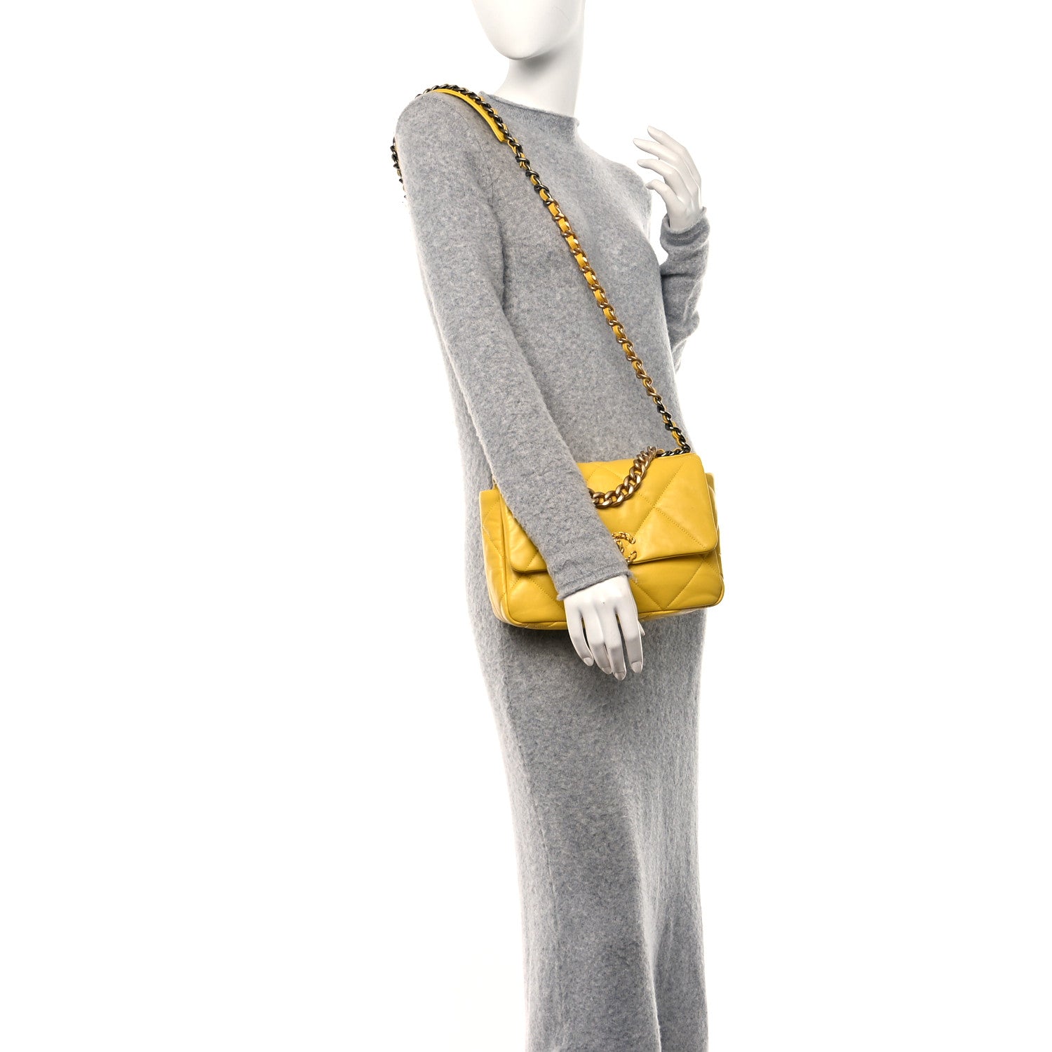 Chanel Lambskin Quilted Medium Chanel 19 Flap Yellow 2 of 10