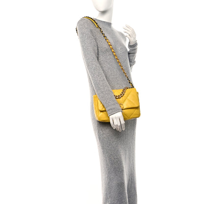 Chanel Lambskin Quilted Medium Chanel 19 Flap Yellow 2 of 10