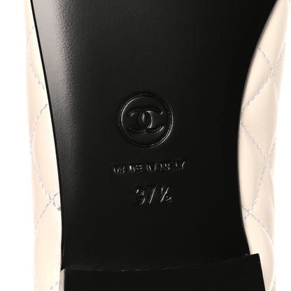 Chanel Lambskin Quilted CC Cap Toe Ballerina Flats 37.5 White Black 7 of 10