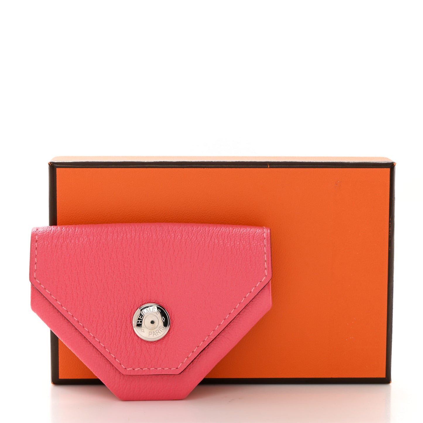 Chevre Mysore Verso Le 24 Coin Purse Rose Lipstick Orange