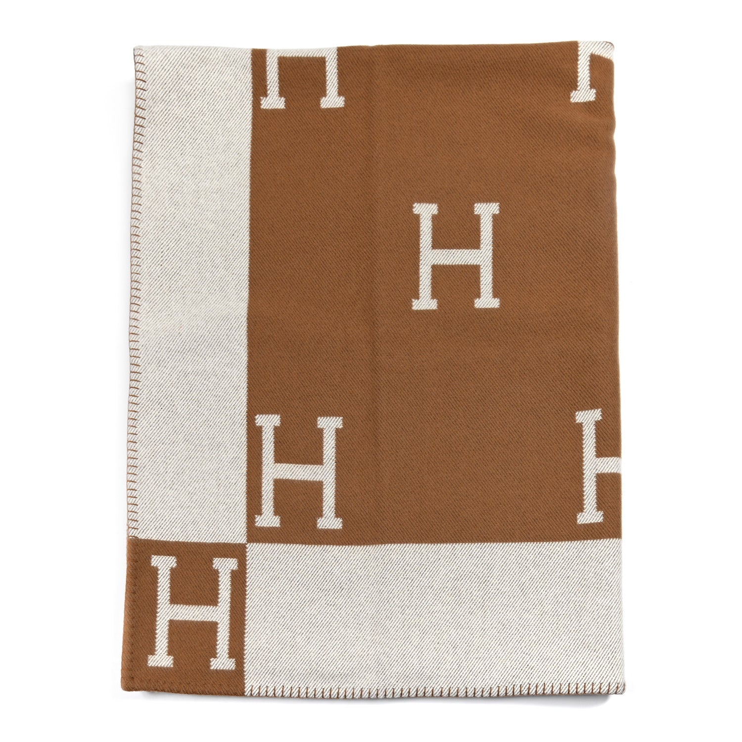 Hermes Wool Cashmere New Classic Avalon Blanket Ecru Camel 1 of 3