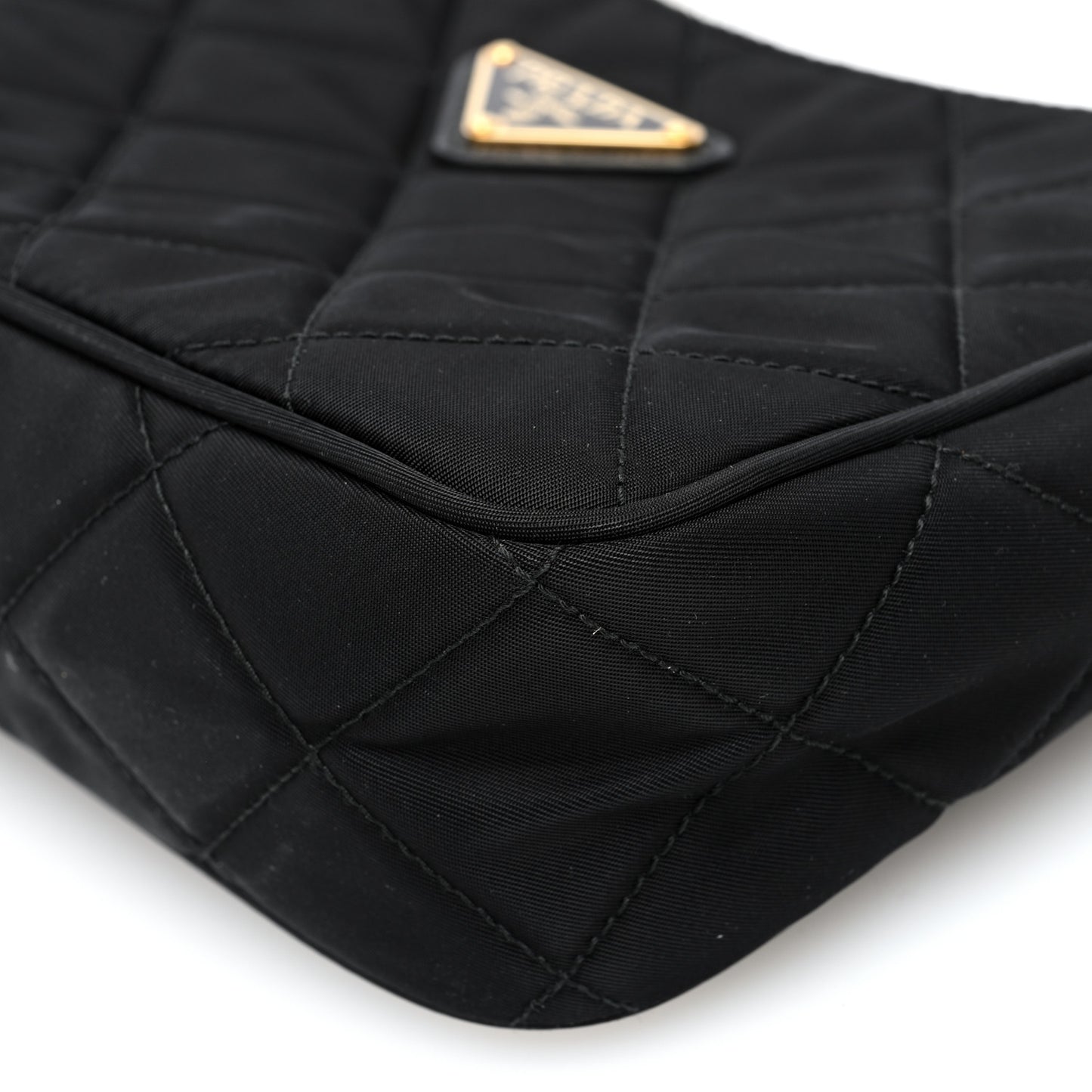 Tessuto Nylon Stitched Shoulder Bag Black
