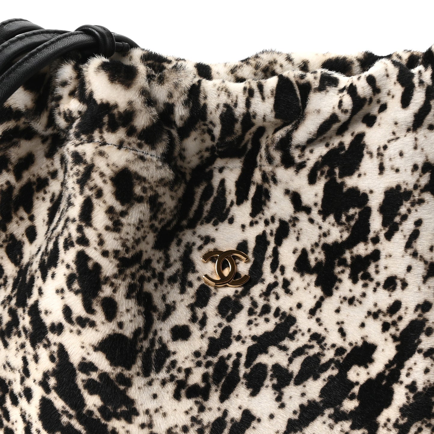 Pony Hair Printed Chic Lady Shoulder Bag  White Black