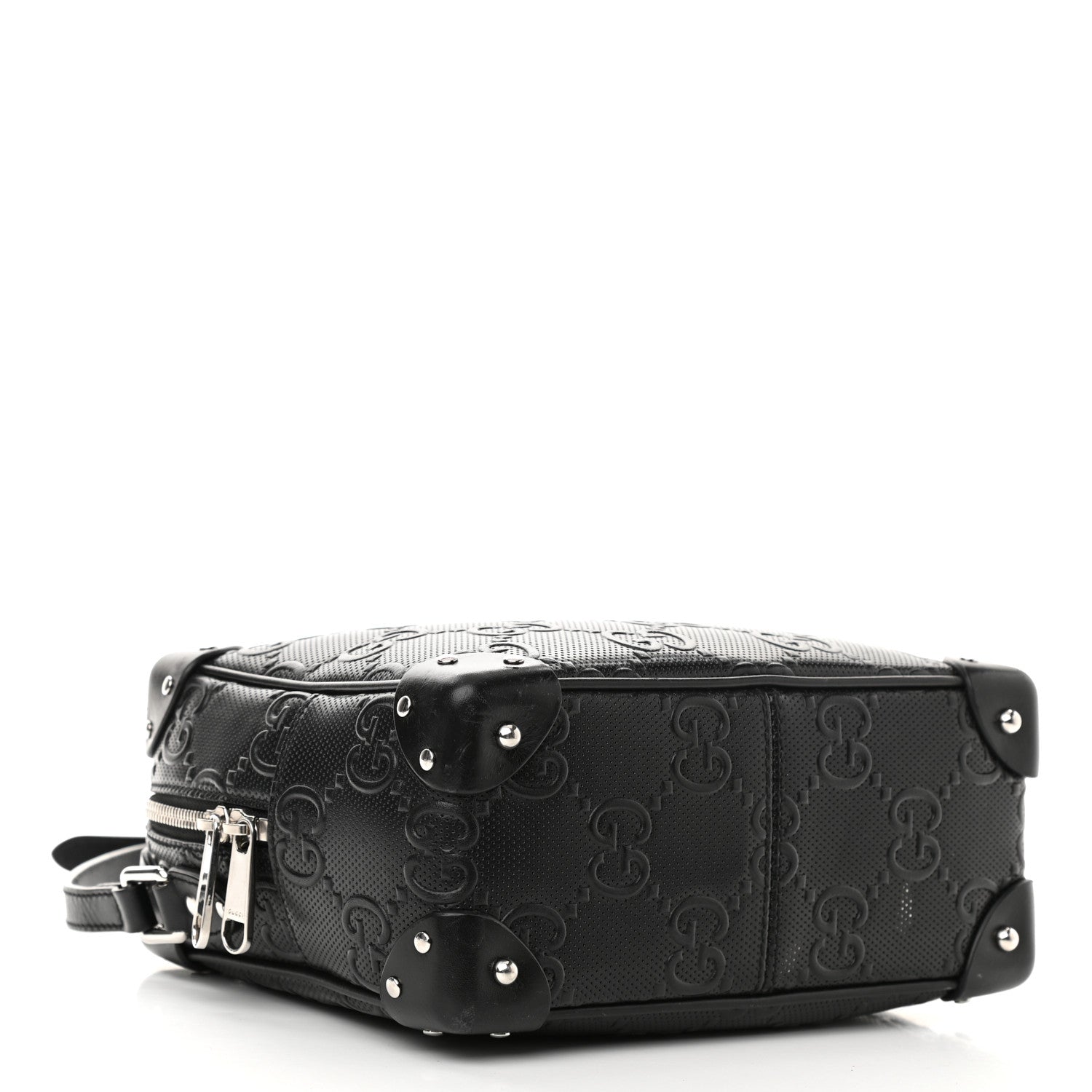 Gucci Calfskin GG Tennis Embossed Square Messenger Bag Black 4 of 14