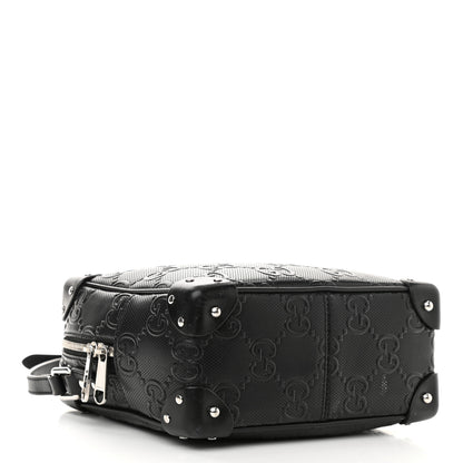 Gucci Calfskin GG Tennis Embossed Square Messenger Bag Black 4 of 14