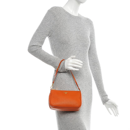 Prada Vitello Daino Shoulder Bag Papaya 2 of 7