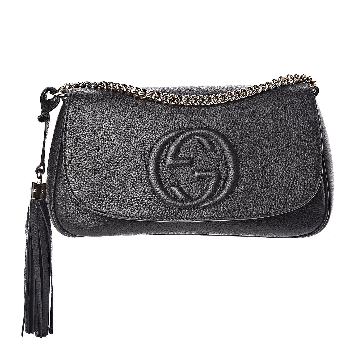 Gucci Pebbled Calfskin Medium Soho Flap Crossbody Black 1 of 12