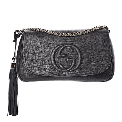 Gucci Pebbled Calfskin Medium Soho Flap Crossbody Black 1 of 12