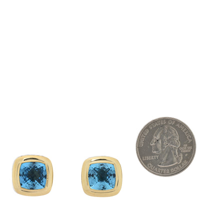 David Yurman Sterling Silver 18K Yellow Gold Blue Topaz 11mm Albion Earrings 2 of 4