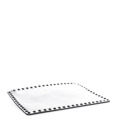Valentino Garavani Metallic Pebbled Calfskin Large Rockstud Zip Pouch Silver 4 of 7