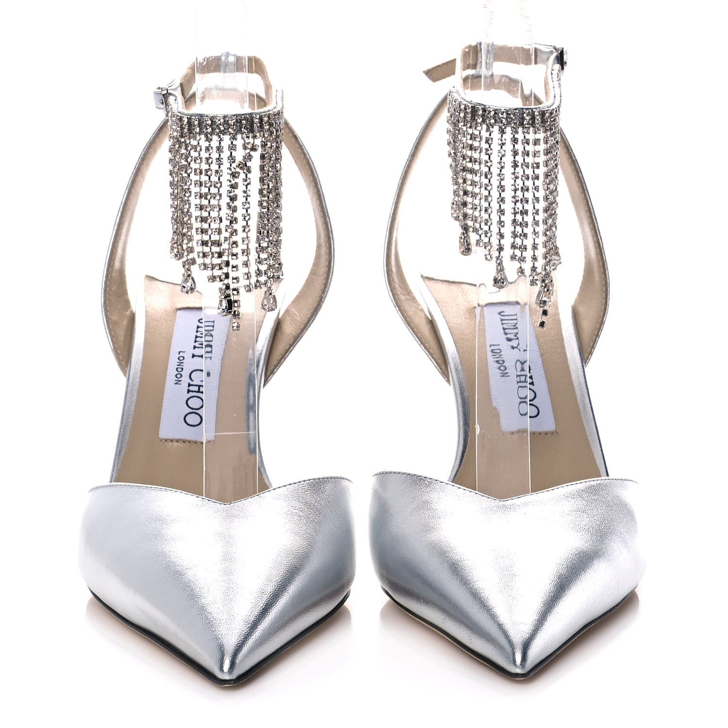 Jimmy Choo Metallic Calfskin Birtie 85 Pumps 38.5 Silver 2 of 9