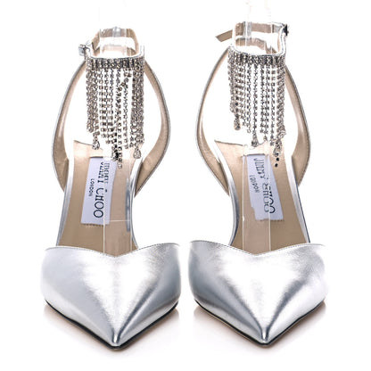 Jimmy Choo Metallic Calfskin Birtie 85 Pumps 38.5 Silver 2 of 9