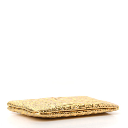 Chanel Metallic Calfskin Crocodile Embossed Cocodile Cosmetic Case Gold 4 of 7