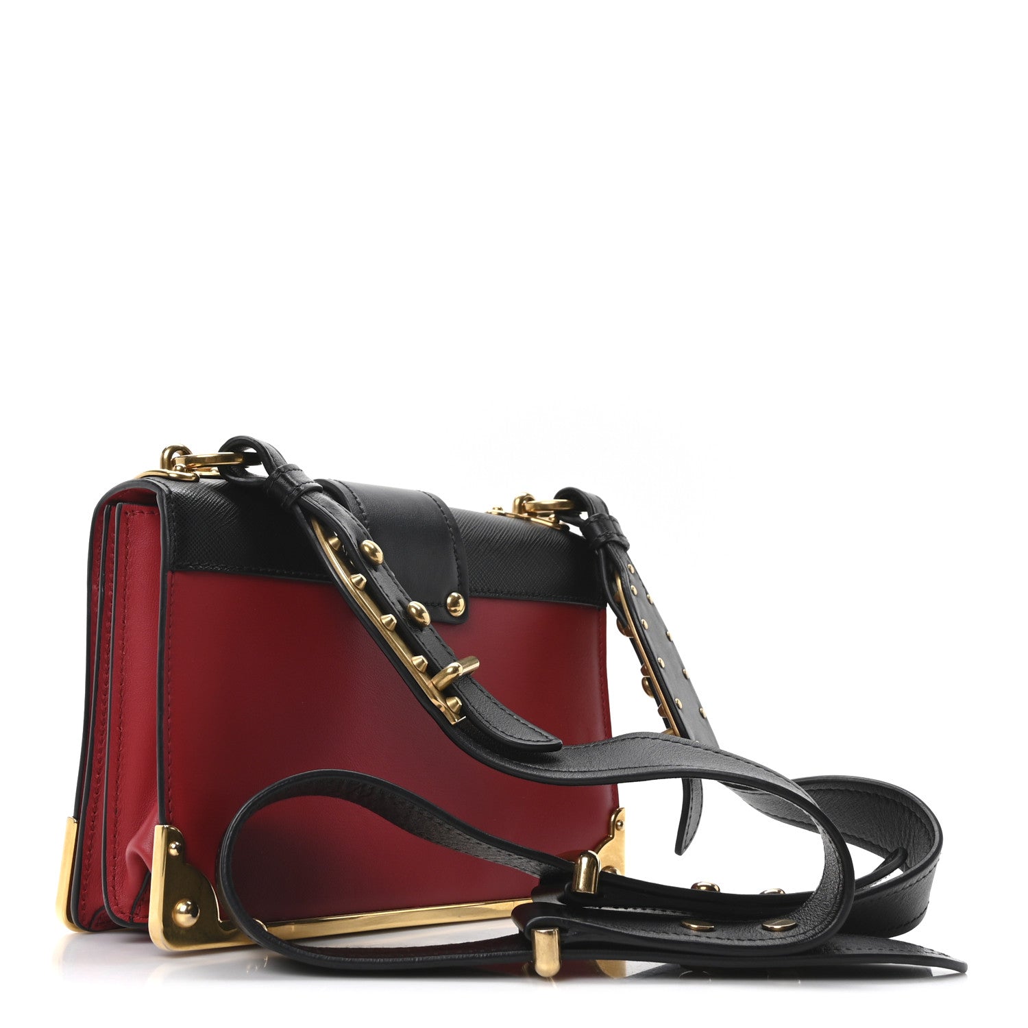 Prada City Calfskin Saffiano Cahier Bag Fuoco Black 3 of 9