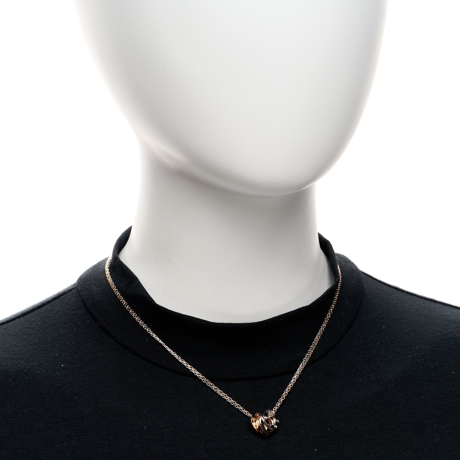 Cartier 18K White Pink Gold Diamond Three Ring LOVE Pendant Necklace 2 of 5